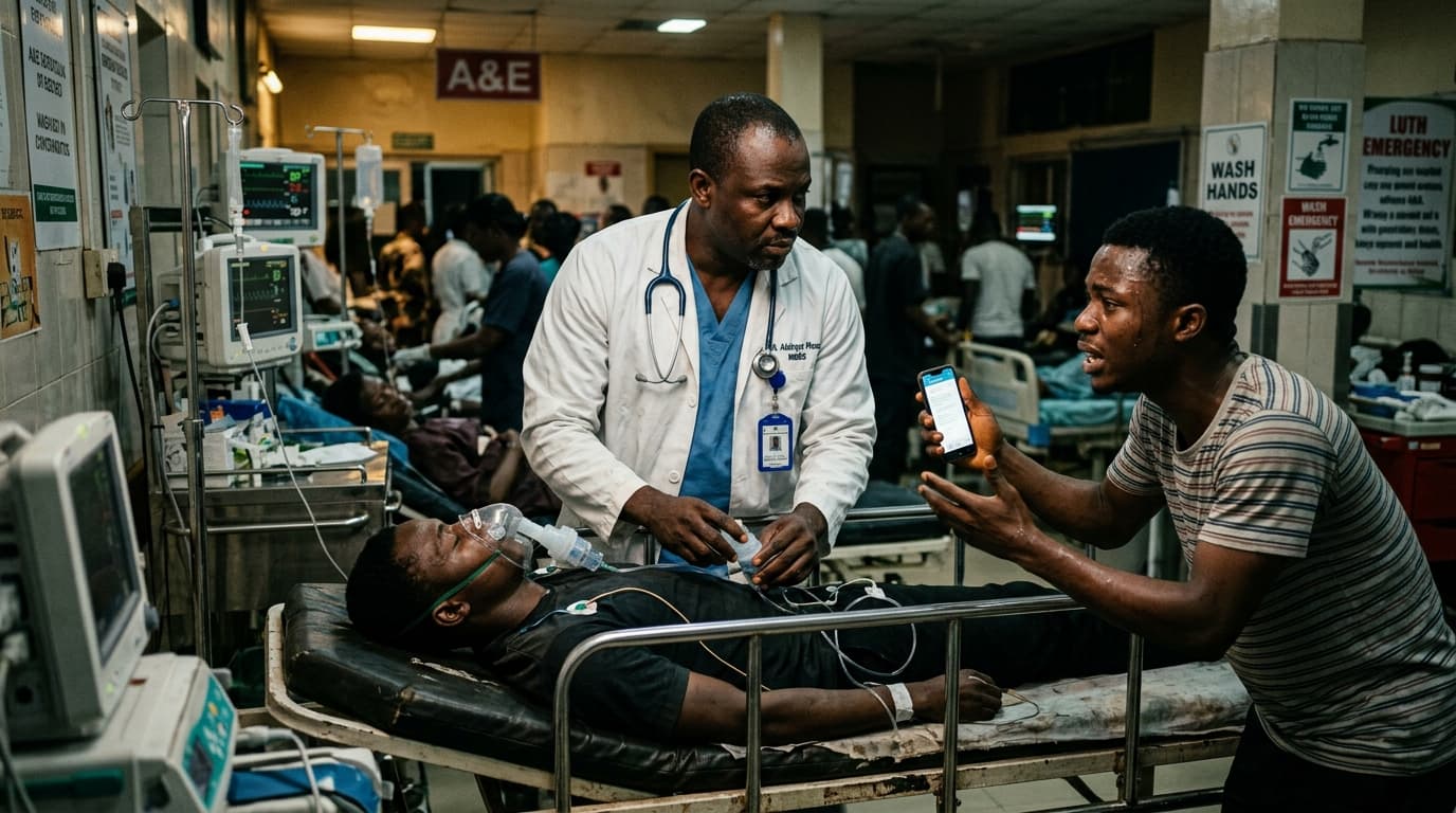 Emergency room doctor treating patient under urgent conditions